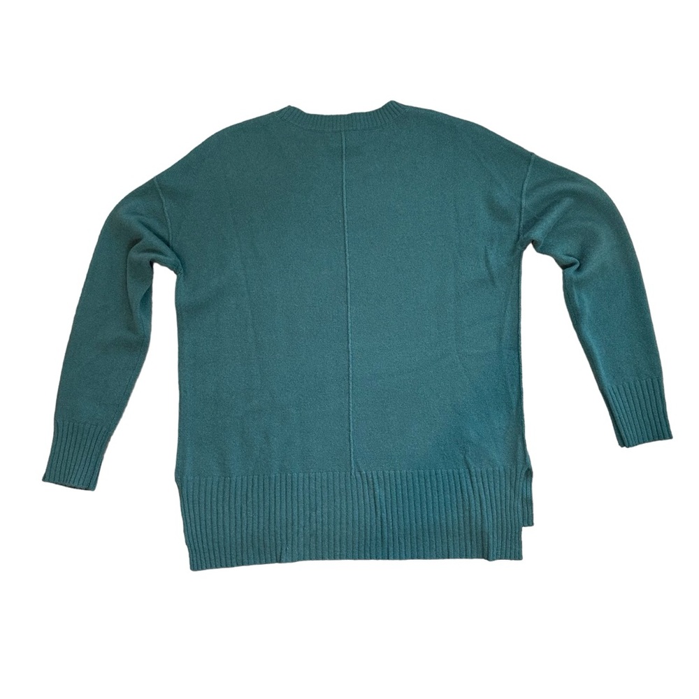 NWT C by Bloomingdales High/Low 100% Cashmere Crewneck Sweater Green S - Picture 9 of 10